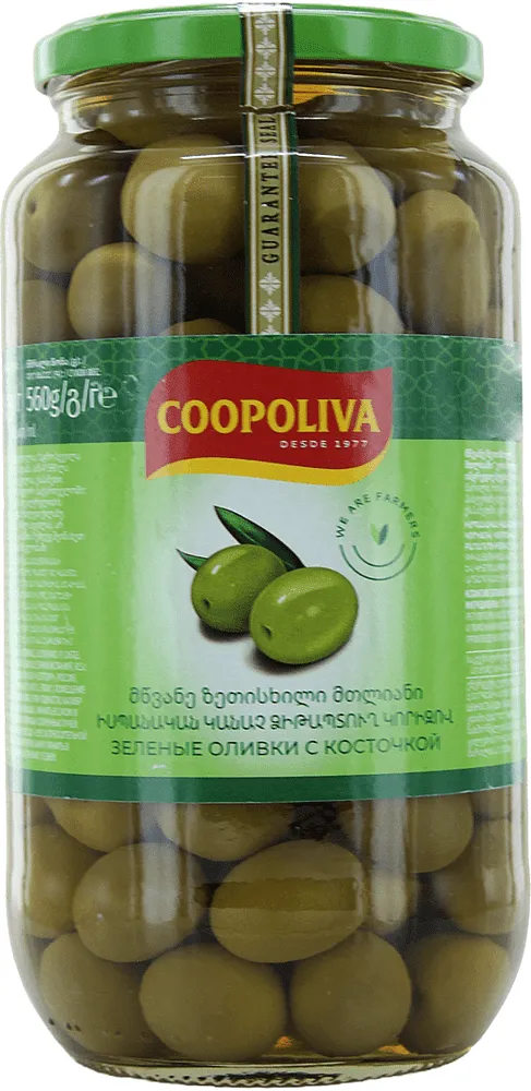 Green olives with pit "Coopoliva" 935g

