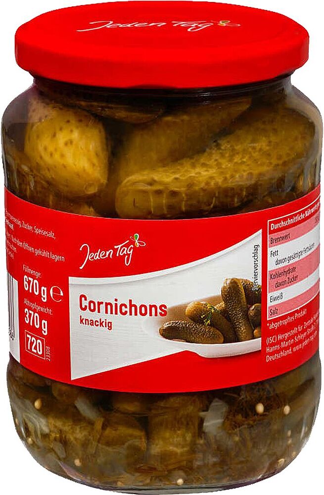 Pickled cornichons "Jeden Tag" 670g