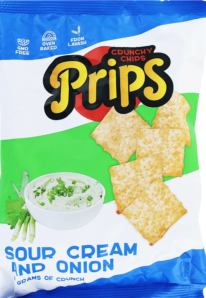 Chips with sour cream & onion flavor "Prips Crunchy Chips" 80g
