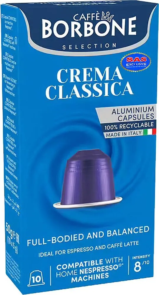 Coffee capsules "Borbone Crema Classica" 10pcs, 50g
