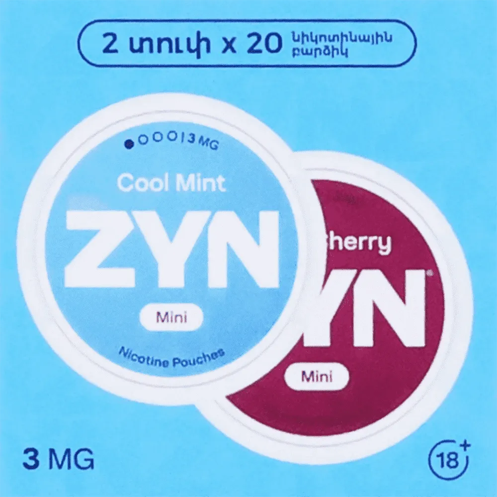 Nicotine mint & cherry flavored pouches "Zyn Cool Mint Black Cherry Mini" 2 pcs
