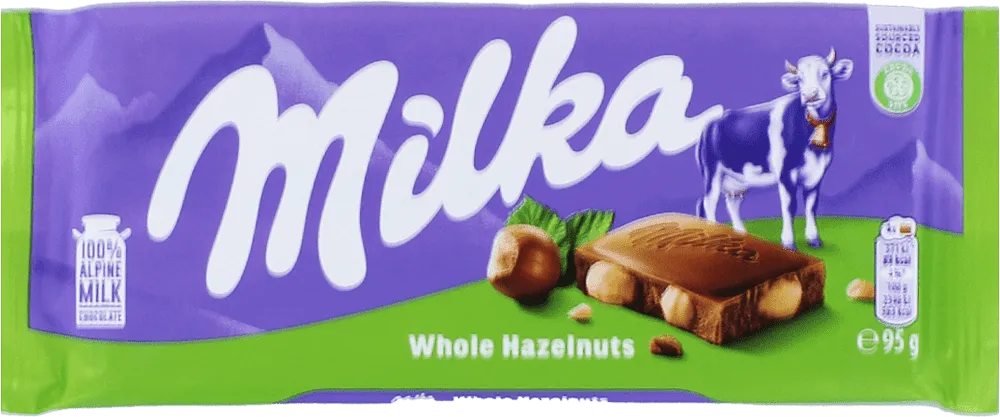 Chocolate bar with hazelnut "Milka Whole Hazelnuts" 95g