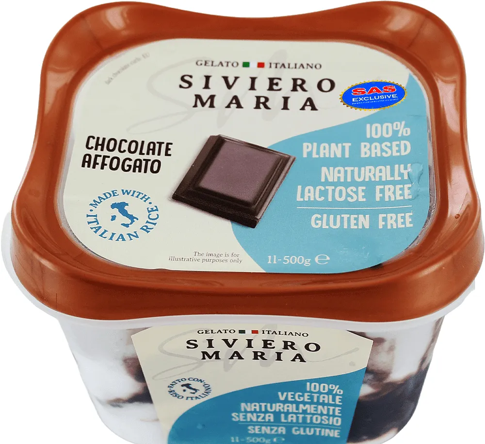 Lactose free ice cream with chocolate flavor "Siviero Maria Chocolate Affogato" 500g
