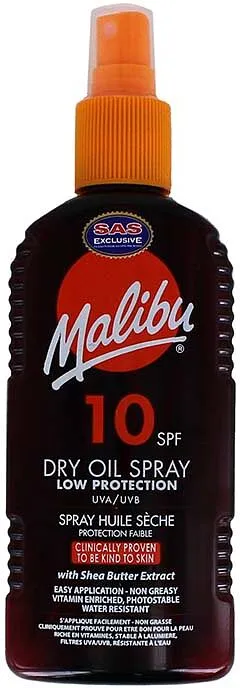 Sunscreen oil spray "Malibu Dry Oil Spray 10 SPF" 200ml

