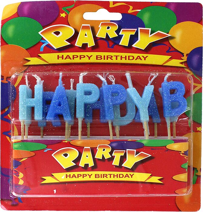 Մոմ ծննդյան «Party Happy Birthday» 12հատ