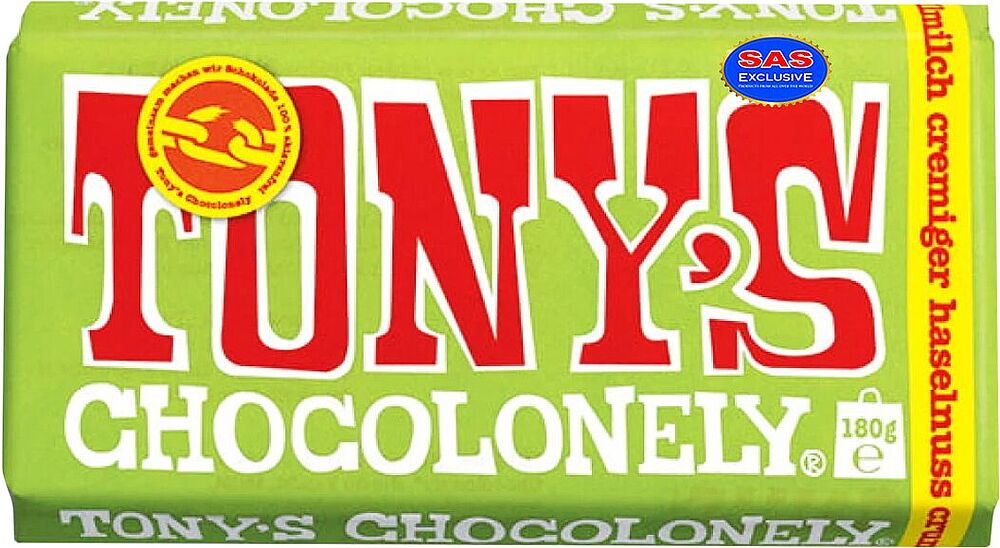 Шоколадная плитка с фундуком "Tony's Chocolonely" 180г