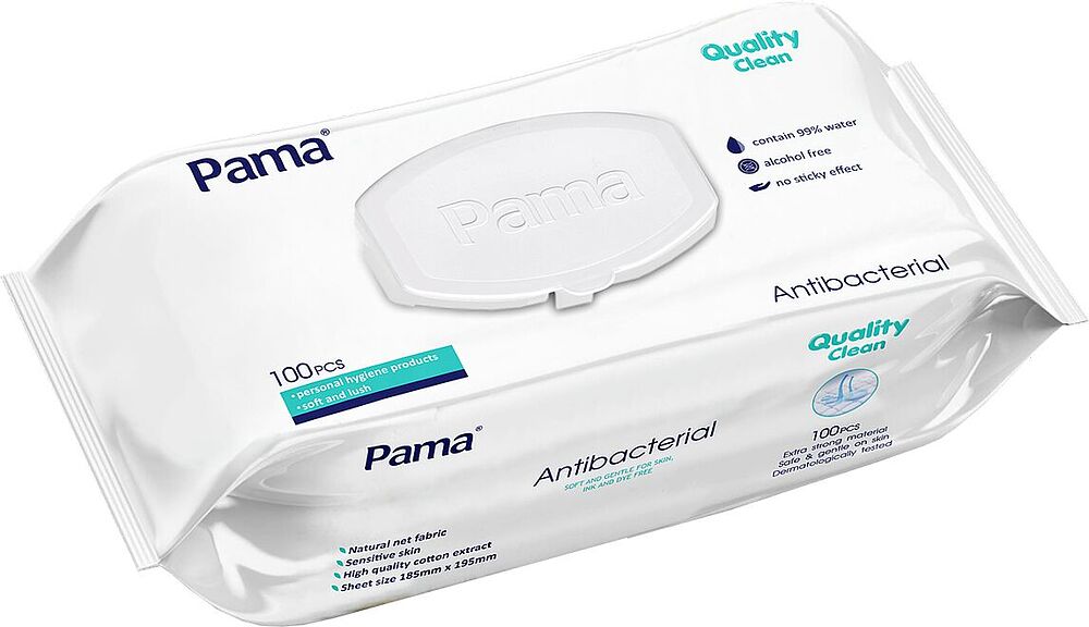 Antibacterial wet wipes "Pama" 100 pcs
