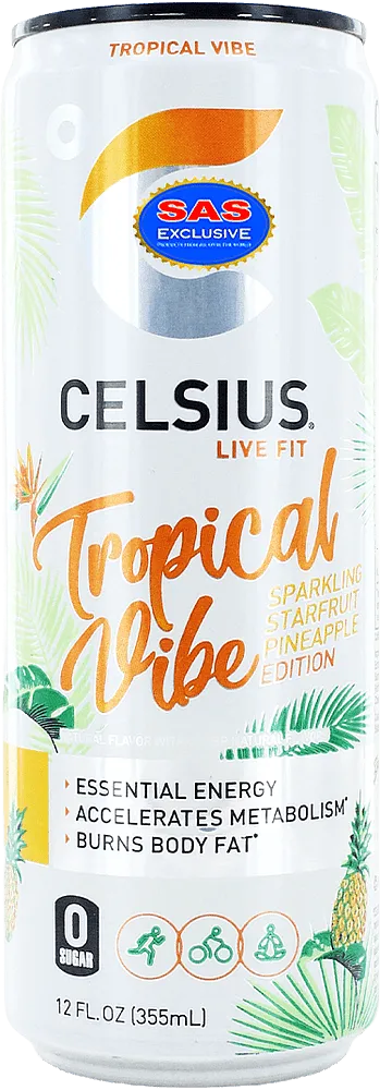 Energy carbonated drink "Celsius Tropical Vibe Zero" 355ml