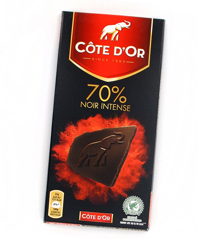 Շոկոլադե սալիկ մուգ «Côte D'Or 70% Noir Intense» 100գ