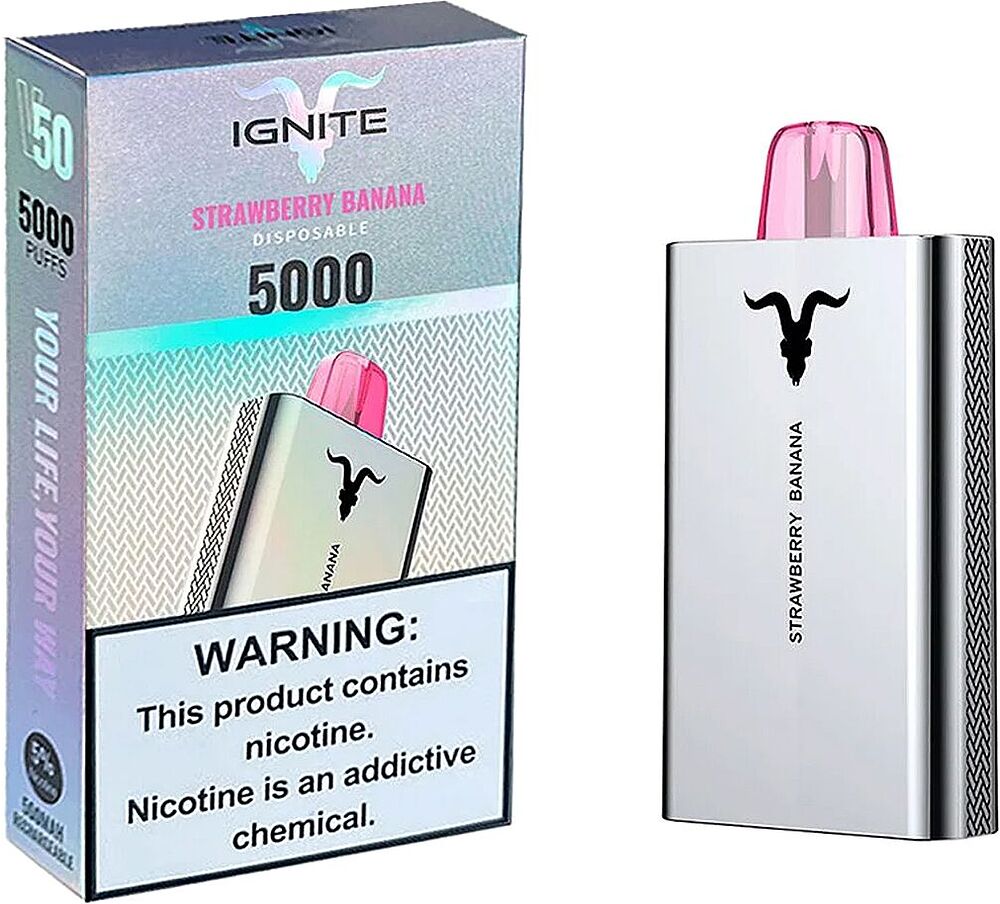 Էլեկտրական ծխախոտ «Ignite» 5000 ծուխ, Ելակ, Բանան
