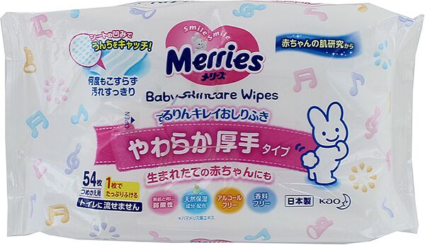Baby wet wipes "Merries Flushable" 54pcs.