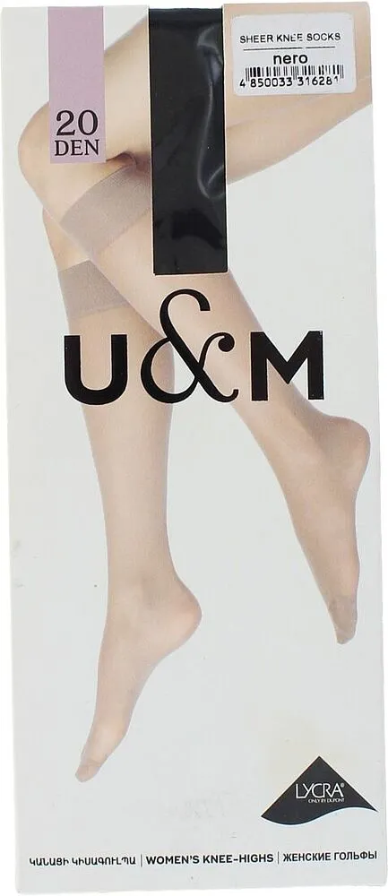 Knee -high stockings "U&M 20 Den" Black

