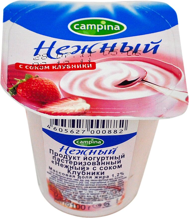Yoghurt product with strawberry juice 