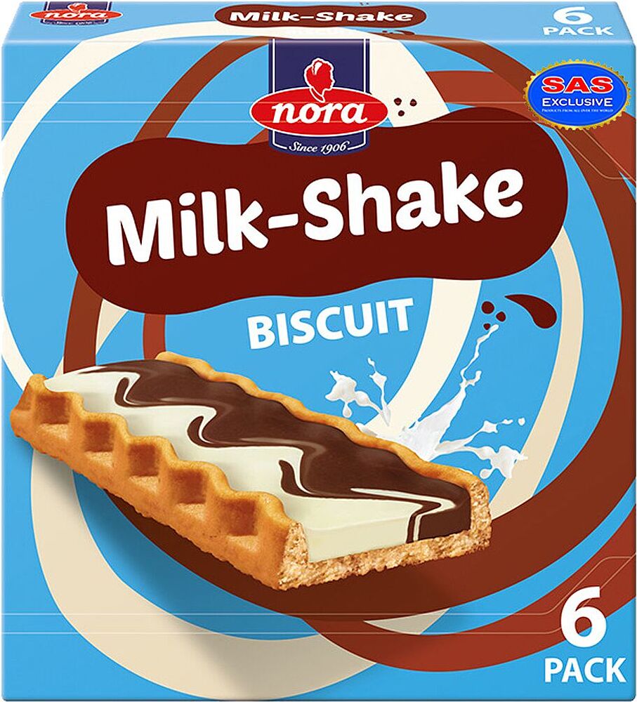 Печенье с белым кремом и какао-кремом "Nora Milk Shake" 6*25г