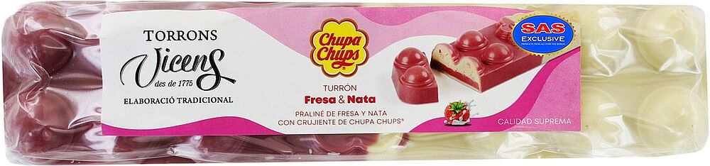 Turron with cream & strawberry ''Chupa Chups" 300g
