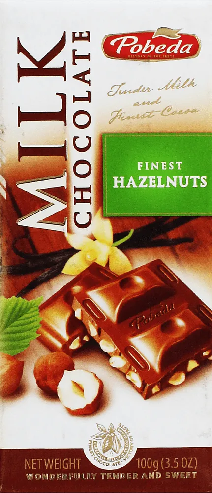 Chocolate bar with hazelnuts "Pobeda" 100g

