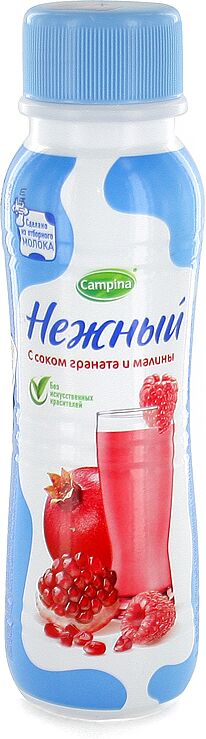 Йогурт питьевой  с соком граната и малины "Campina Нежный" 285г, жирность: 0․1%