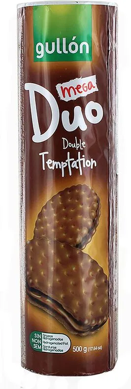 Cookies with chocolate filling "Gullon Duo Double Temptation Mega" 500g