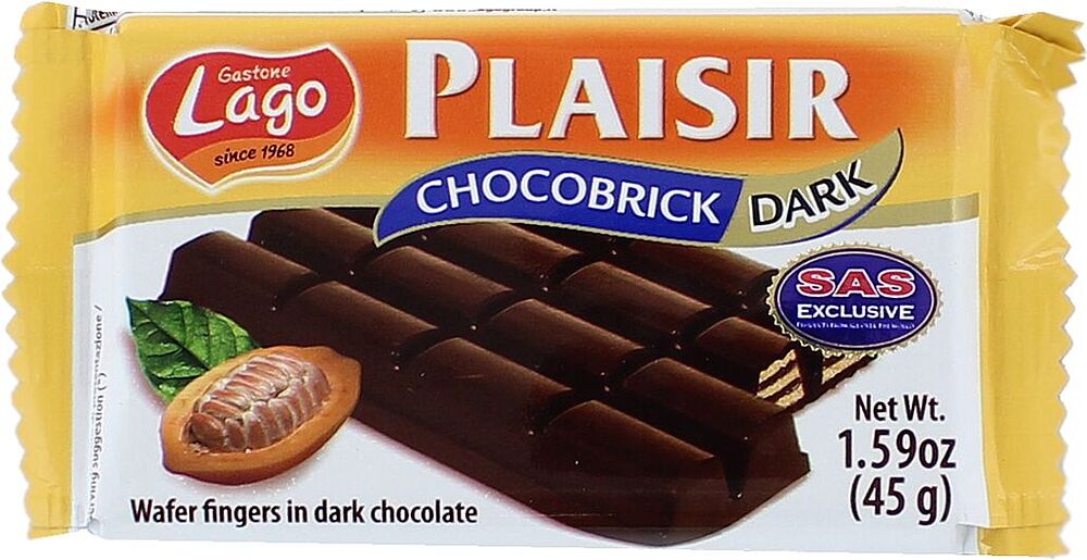 Շոկոլադե սալիկ վաֆլիով «Lago Plaisir» 45գ
