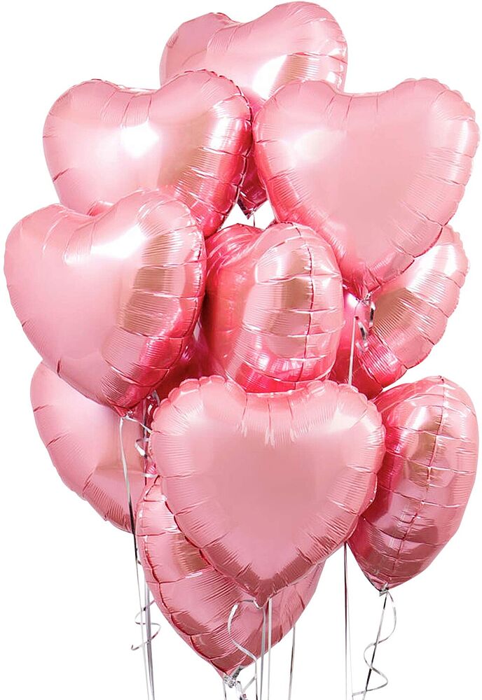 Воздушные шары с гелием, сердечки 10шт
