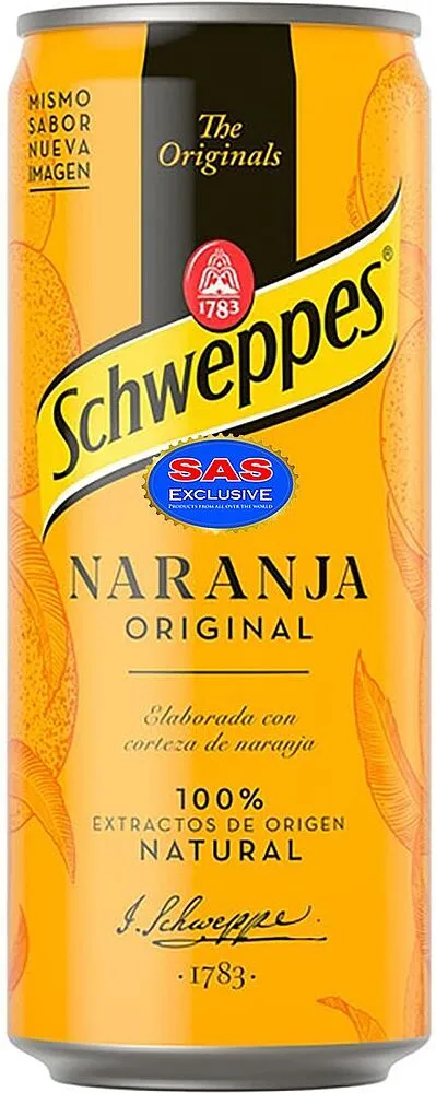 Освежающий газированный напиток "Schweppes Original" 0.33л Апельсин
