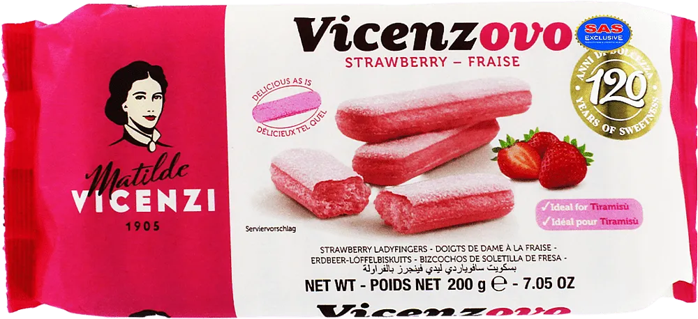 Ladyfingers for tiramisu "Matilde Vicenzi Vicenzovo Strawberry" 200g
