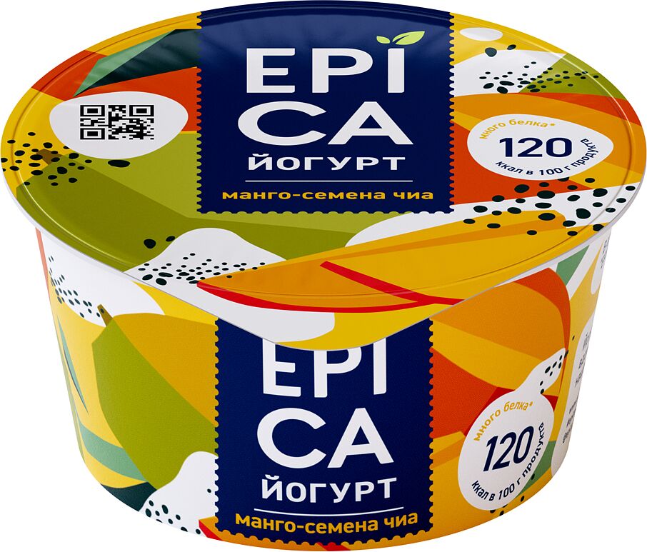 Йогурт с манго и семенами чиа "Epica" 130г, жирность: 5%
