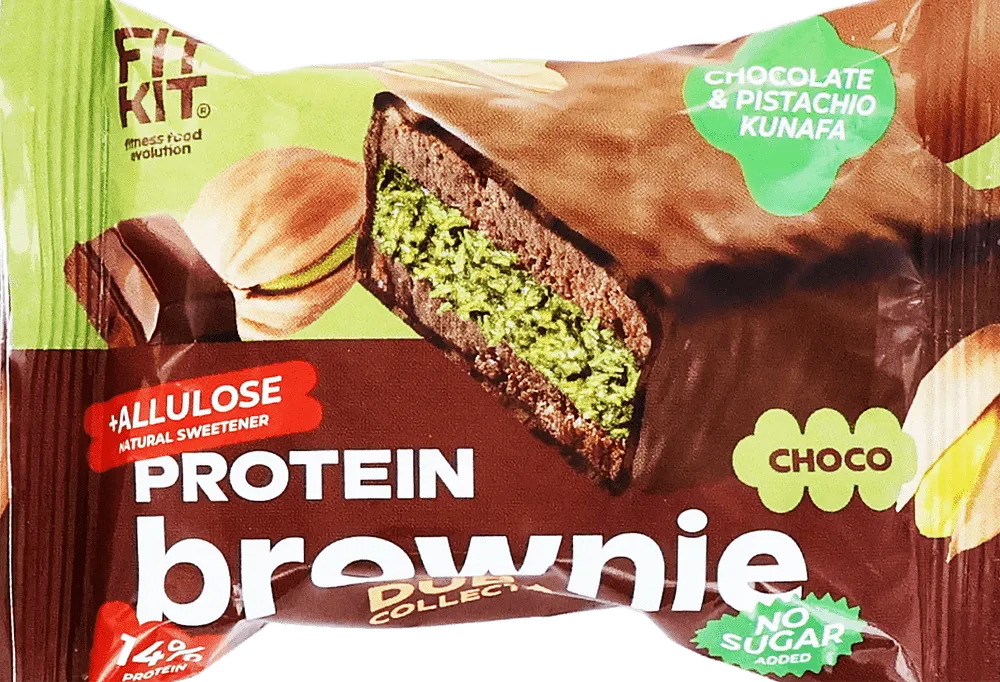 Protein brownie with chocolate, pistachio & kunafa flavor "Fit Kit Chocolate & Pistachio Kunafa" 50g
