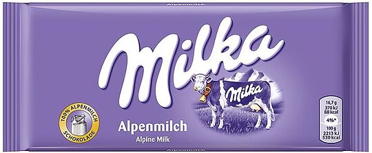 Շոկոլադե սալիկ կաթնային «Milka Alpine Milk» 100գ 