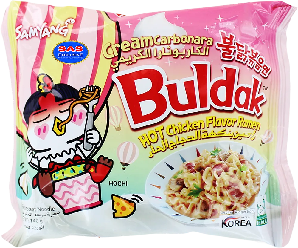 Noodles with the taste of creamy carbonara with hot chicken "Samyang Buldak Ramen Cream Carbonara" 140g
