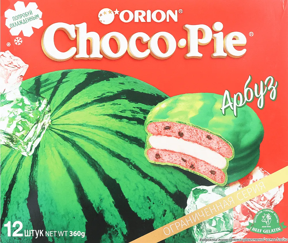 Թխվածքաբլիթ ձմերուկի «Orion Choco Pie Арбуз» 360գ

