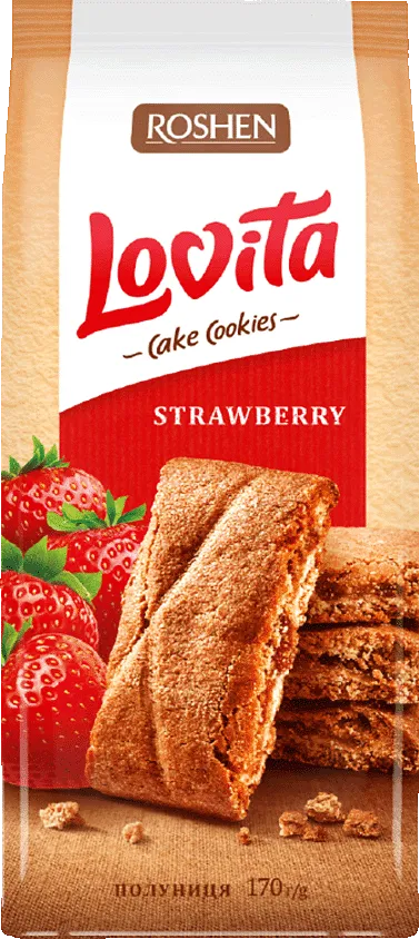 Печенье с клубничной начинкой "Roshen Lovita Dark Brownie" 168г