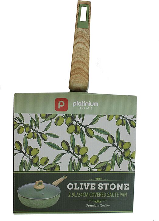 Сковородка с крышкой "Platinium Home Olive Stone" 