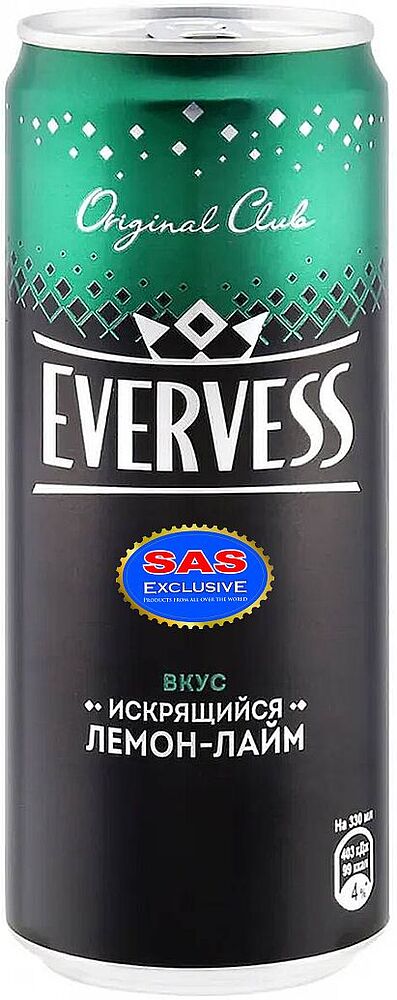 Освежающий газированный напиток "Evervess" 0.33л Лимон и Лайм
