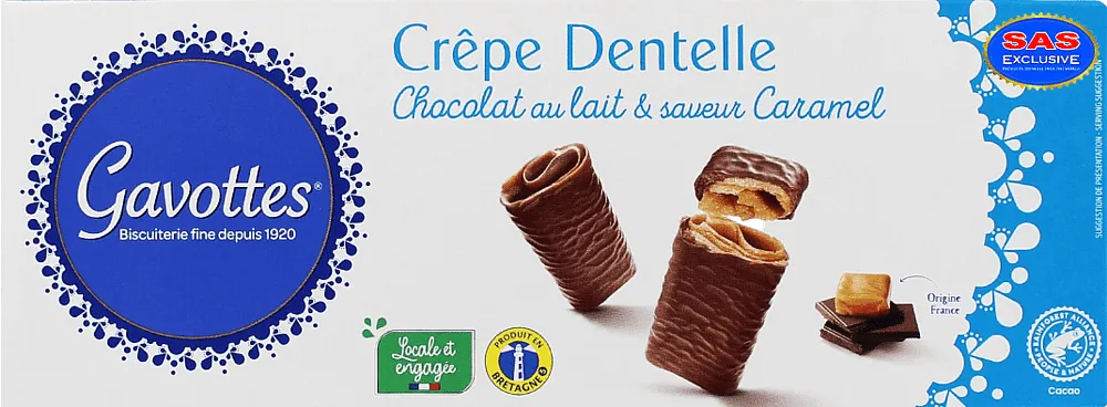 Crepe with chocolate "Gavottes Chocolate Au Lait & Saveur Caramel" 90g