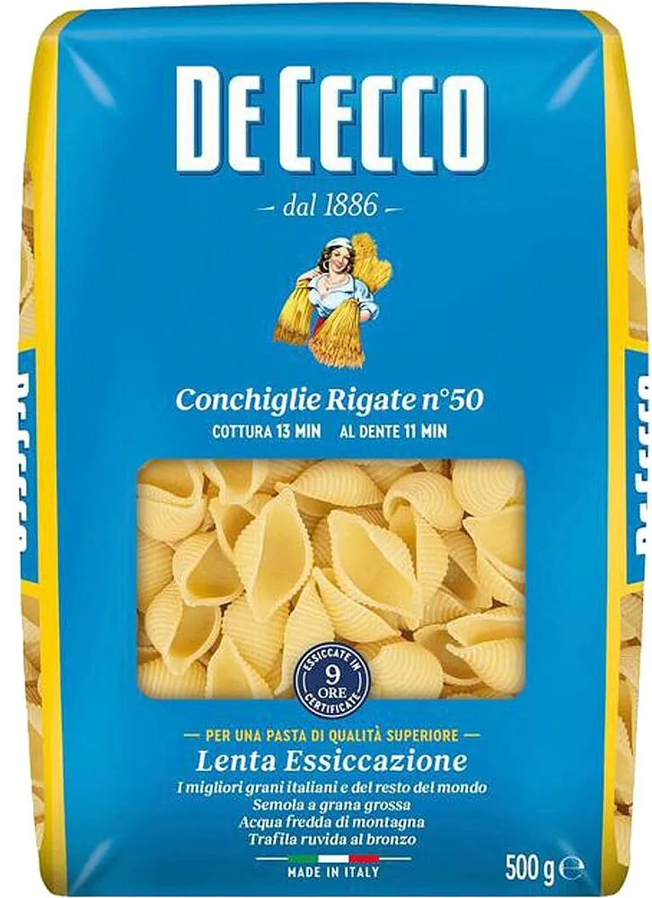 Pasta "De Cecco Conchiglie Rigate №50" 500g
