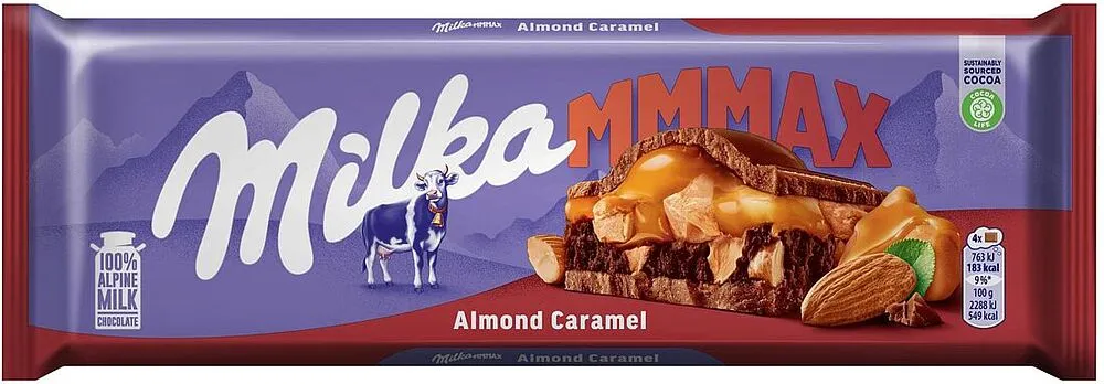 Chocolate bar with almond & caramel "Milka Mmmax" 300g
