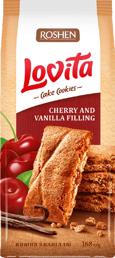 Печенье с вишнёво-ванильной начинкой "Roshen Lovita Dark Brownie" 168г