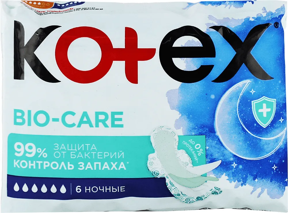 Sanitary towels "Kotex Bio Care Night" 6 pcs
