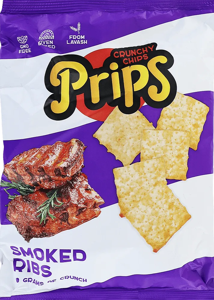 Chips with smoked ribs flavor "Prips Crunchy Chips" 80g
