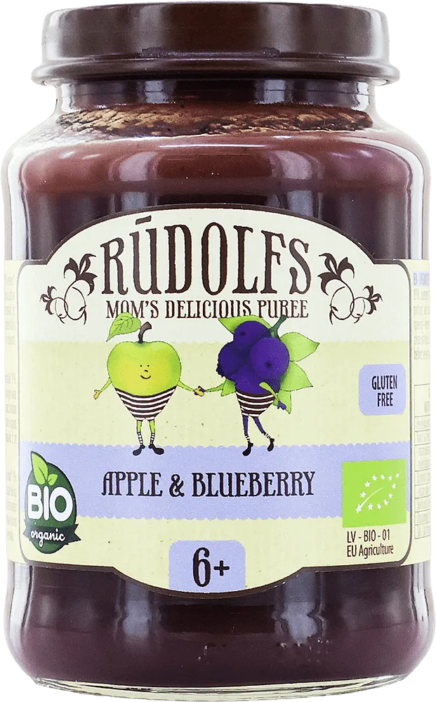 Apple & blueberry puree "Rudolfs Organic" 190g
