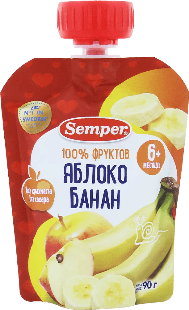 Пюре с бананом и яблоком "Semper" 90г