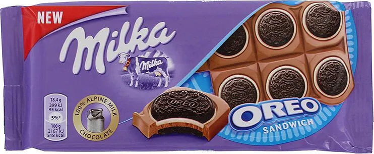 Chocolate bar with cookie "Milka Oreo Sandwich" 92g