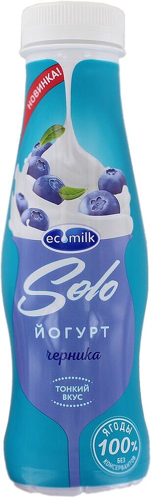 Йогурт питьевой с черникой "Экомилк Соло" 290г, жирность: 2.8%