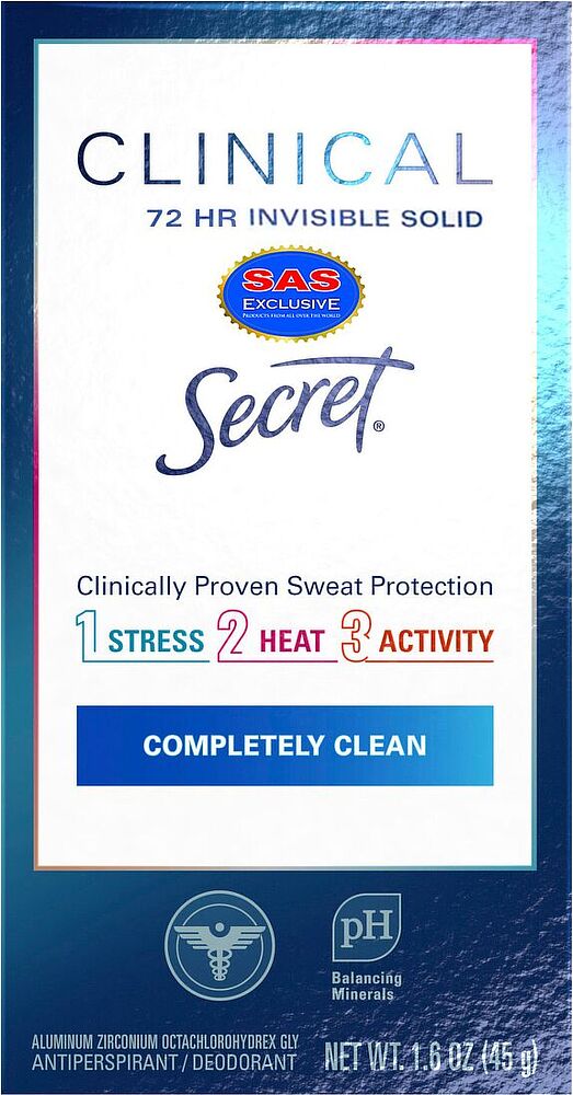 Հակաքրտինքային միջոց-սթիք «Secret Clinical» 45գ