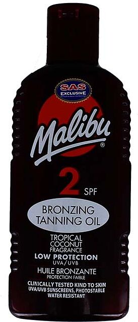 Масло для загара "Malibu 2 SPF Bronzing Tanning Oil" 200мл
