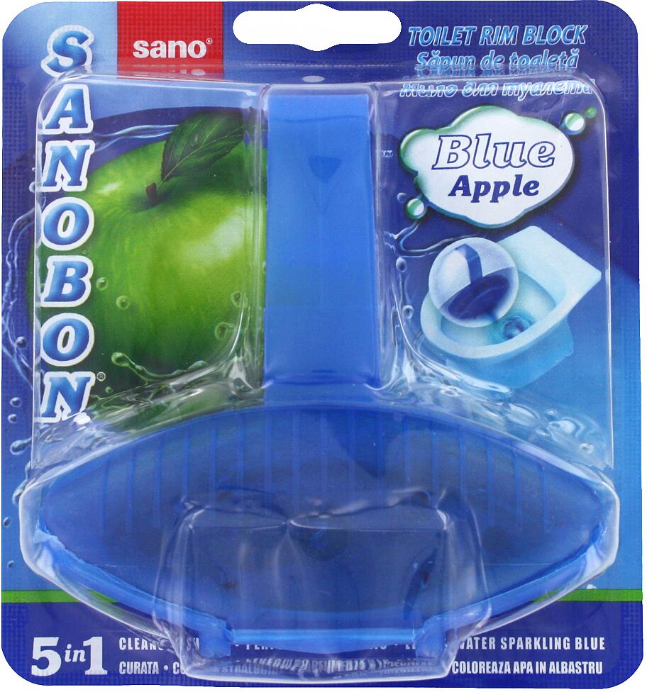 Чистящее мыло для унитаза  "Sano Blue" с ароматом яблока,   55г  