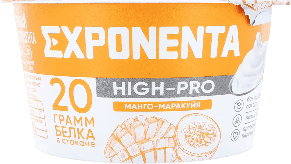 Կաթնաթթվային մթերք մանգոյի և մարակույայի «Exponenta High Pro»160գ, յուղայնությունը՝ 0%