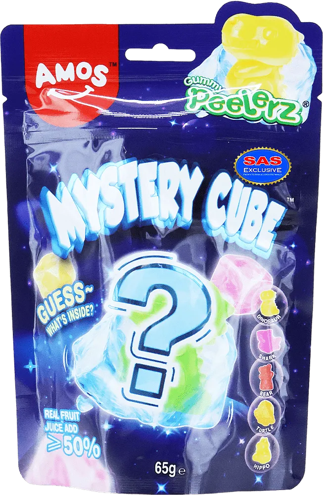Դոնդողե կոնֆետներ մրգային «Amos Mystery Cube» 65գ
