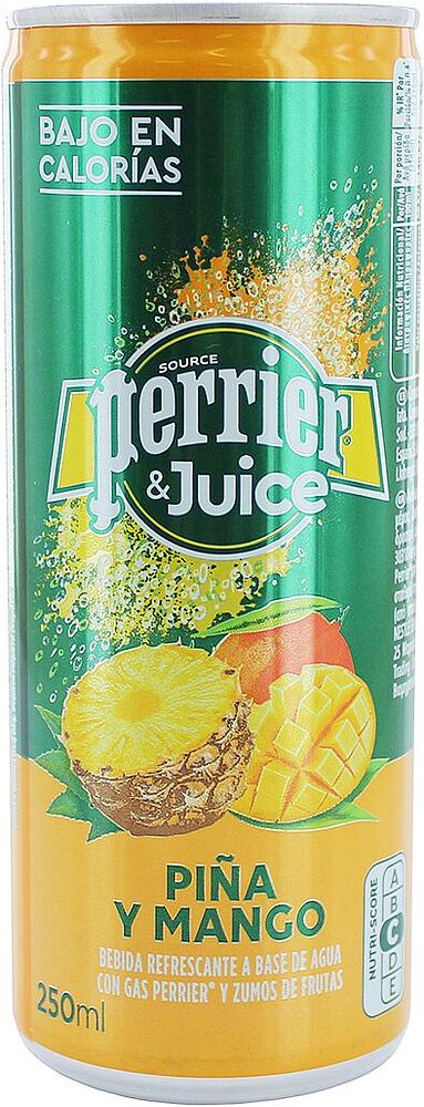 Զովացուցիչ գազավորված ըմպելիք «Perrier & Juice» 0.25լ Արքայախնձոր և Մանգո